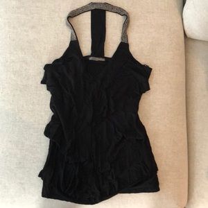 Black t-back tank top